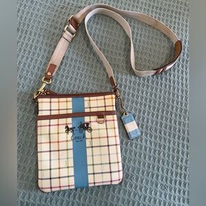 Y2K Coach Tattersall blue stripe heritage crossbody